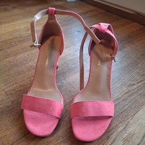 Dream Pairs Pink Open-Toe Ankle Strap Heels